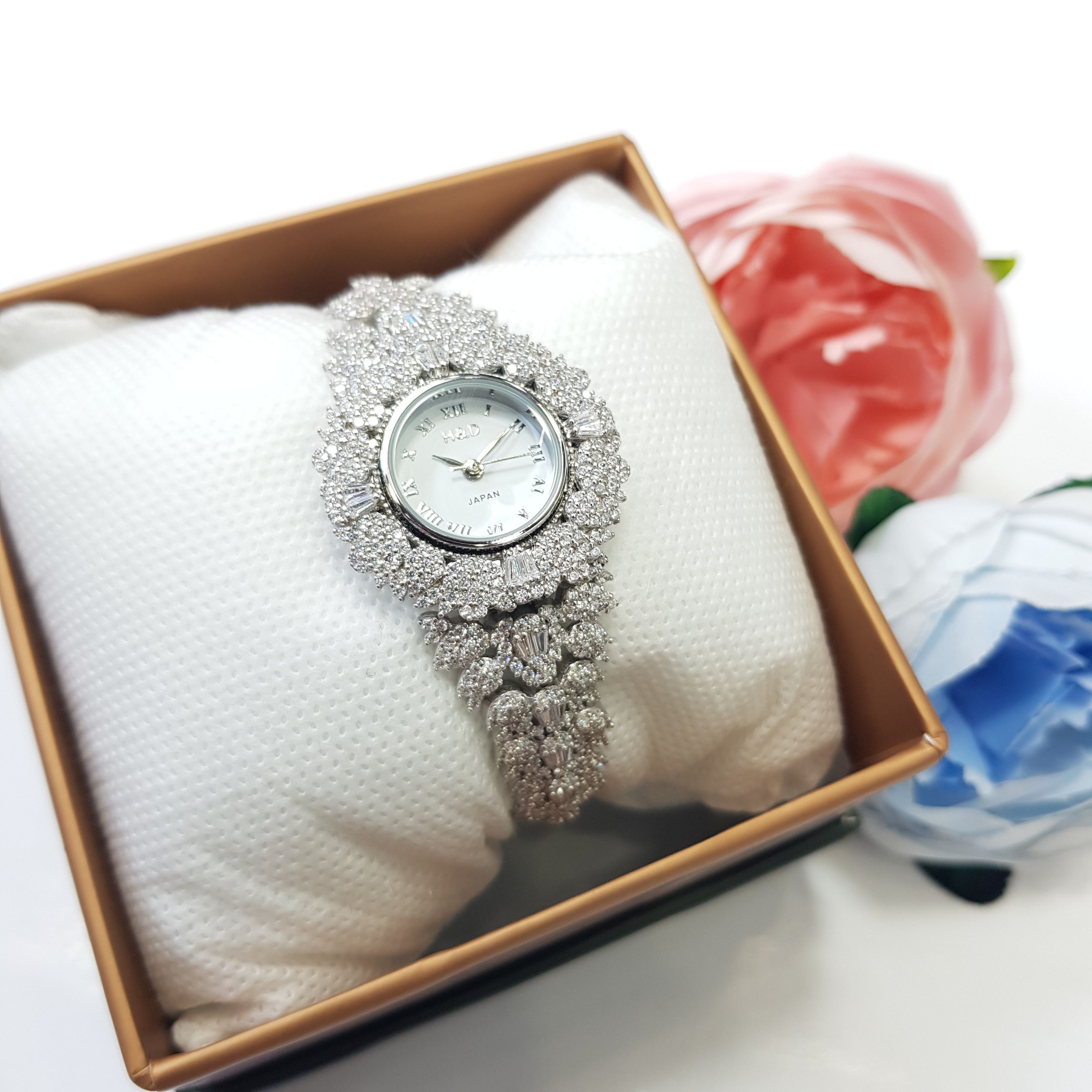 پساعت نقره زنانه جواهری مجلسی مدل SA04