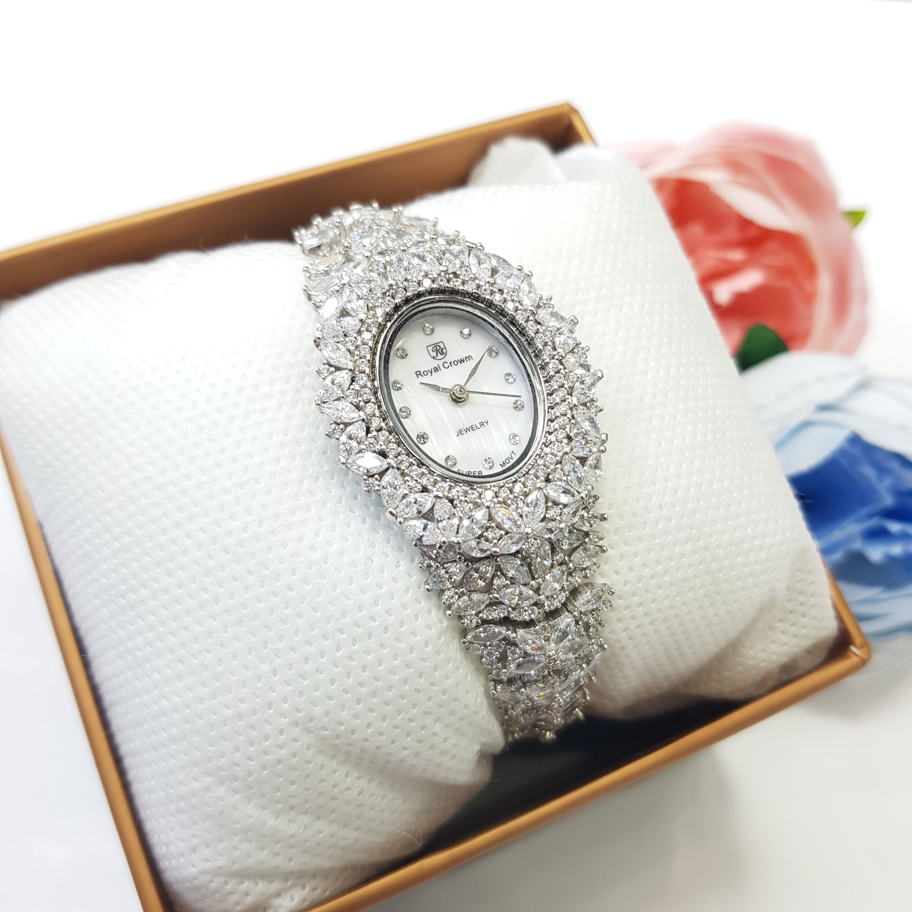 ساعت نقره زنانه جواهری مجلسی SA05