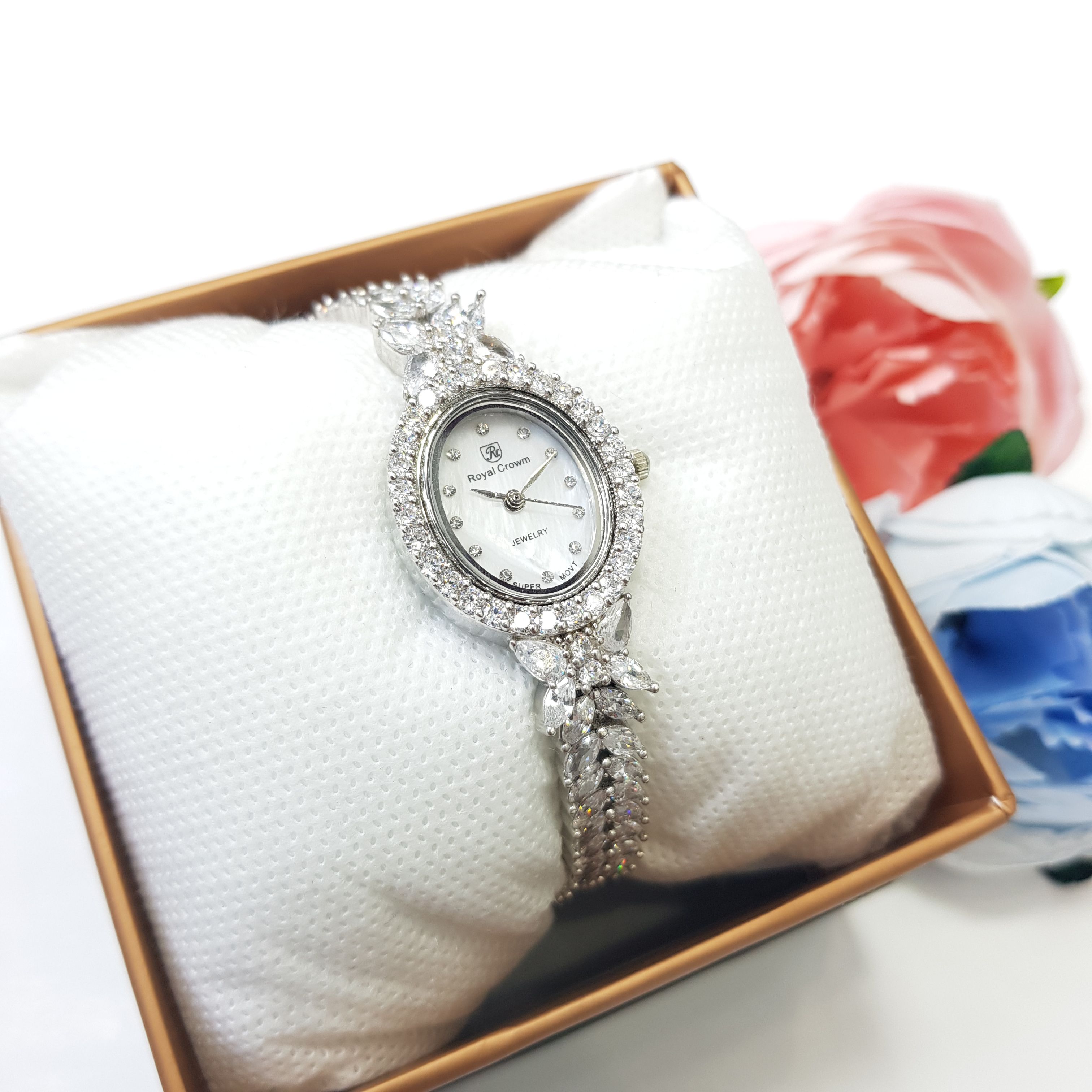 ساعت نقره زنانه جواهری مجلسی مدل SA06